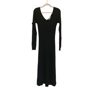NWT Madewell The Signature Knit V-Neck Midi Dress Black L